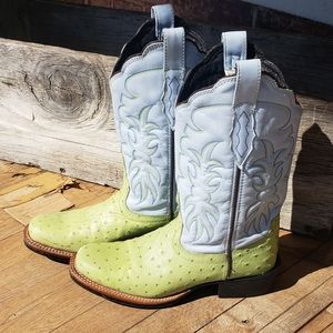 Double H Women's Western Boots Sky Blue & Lime Gre